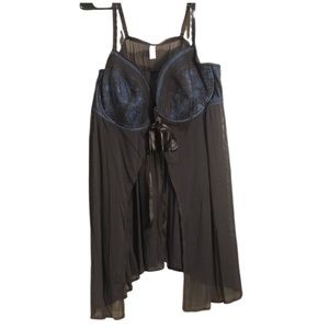 Cacique Lace Black Tie Style Wire Babydoll 26/28